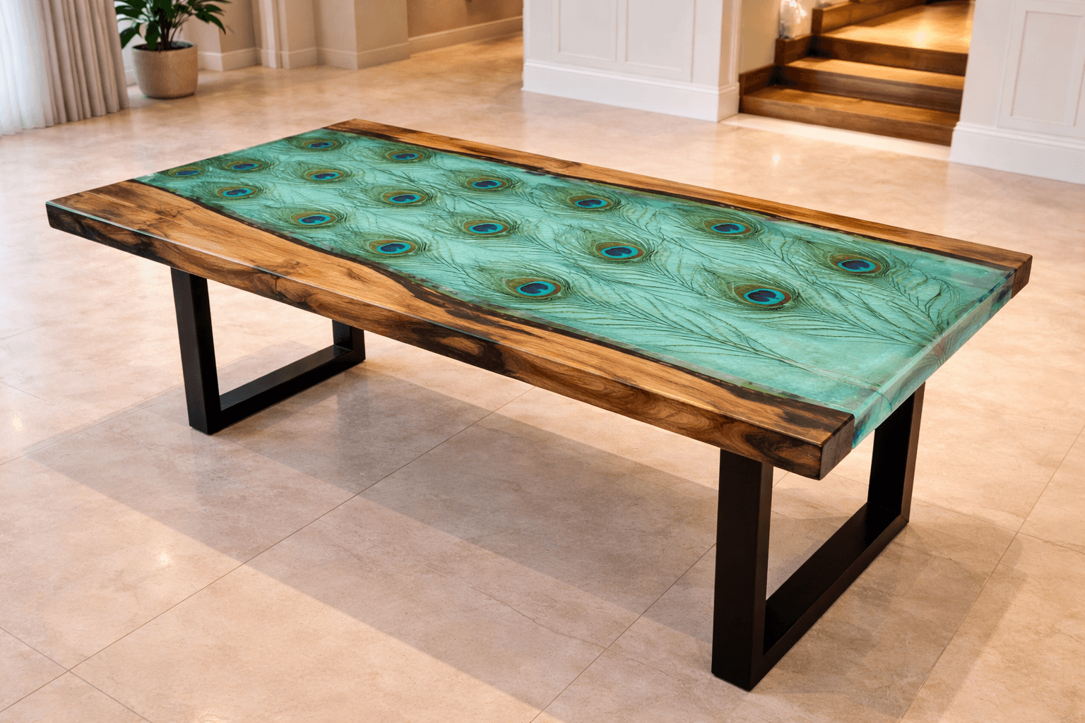 Peacock Tide Resin Table
